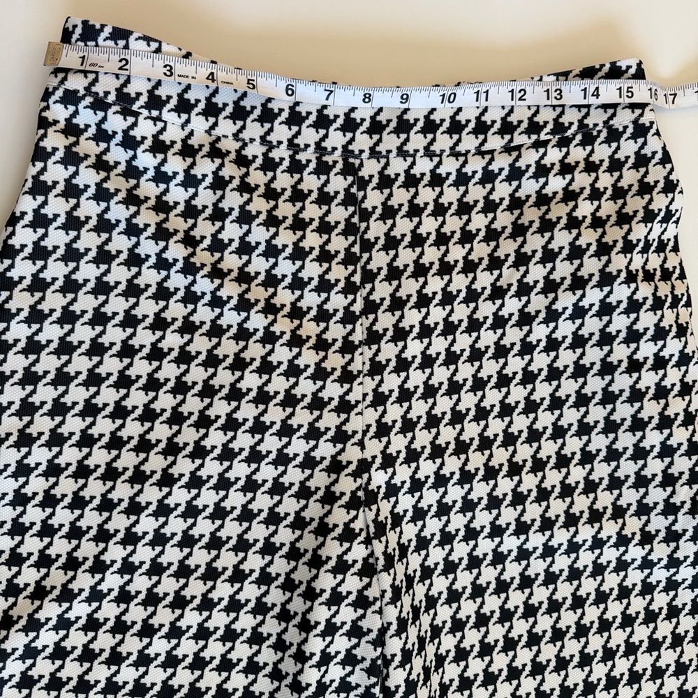Oshoplive Black White Houndstooth Pull-On Wide Leg Cropped Pants XL Stretch - Picture 2 of 9